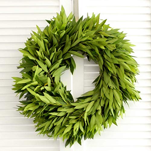 Fresh Handmade Wreath - Bay Leaf - Greenery Wreath (various sizes available) - for Front Door Decor - Church Door Decor for Wedding - Holiday Gifts - Christmas Decor