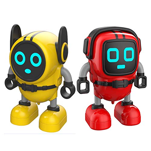 Aqiku 2 Packs Spinning Tops, Novelty Spin Tops Gyro Toy Multi-Functional Mini Robot Toys, Pull Back Car Toy, Wind Up Toys, Gyro Battling Game Tops for Kids