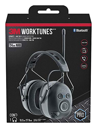 3M WorkTunes Connect + AM/FM Hearing Protector with Bluetooth Technology, Ear protection for Mowing, Snowblowing, Construction, Work Shops