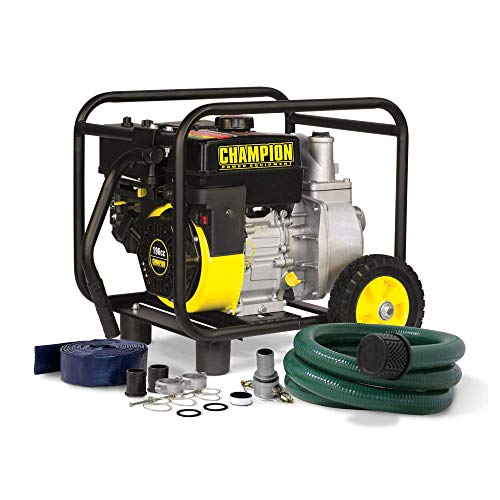 Champion 66520 2-Inch Gas-Powered Semi-Trash Water Transfer Pump with Hose and Wheel Kit