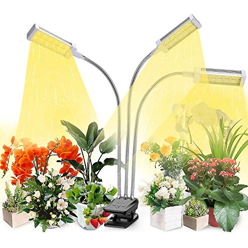 Plant Grow Light, VOGEK LED Growing Light Full Spectrum for Indoor Plants with Timer, Plant Growing Lamps for Seedlings with Adjustable Gooseneck & Desk Clip On, 3 Switch Modes 10 Brightness Settings