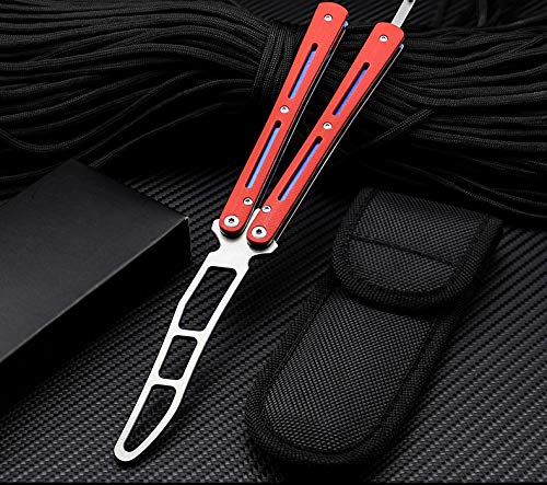 toptens Folding Tactical Training Practice Flip Metal Steel G10 Handle Bearings Blunt Dull Blade Unsharpened Tool for Safety Improving Skills (Red)