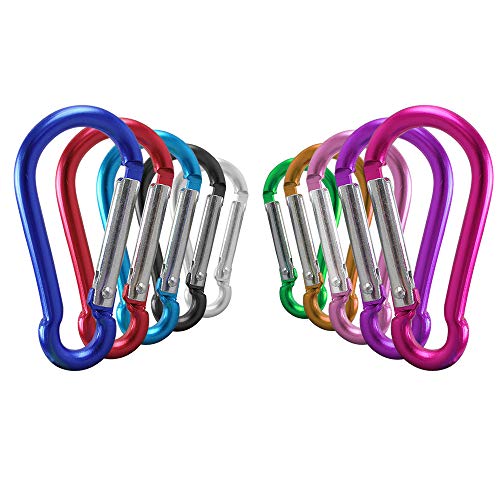 OMUKY Carabiner Clips Snap Hook Carabiner Clamp Nonlocking Carabiners for Camping Traveling Hiking Keychains Outdoor Buckle 10-Pack (Mixed 10pcs,Round)