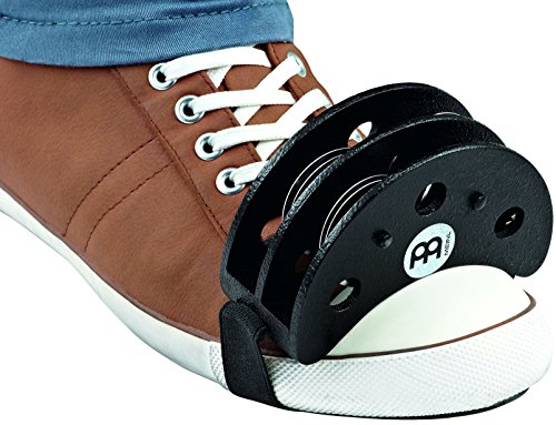 Meinl Percussion Foot Tambourine with Stainless Steel Jingles-NOT MADE IN CHINA-Accompaniment for Cajon Gigs, 2-YEAR WARRANTY, FJS2S-BK