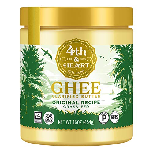 Original Grass-Fed Ghee by 4th & Heart, 16 Ounce, Keto, Pasture Raised, Non-GMO, Lactose Free, Certified Paleo
