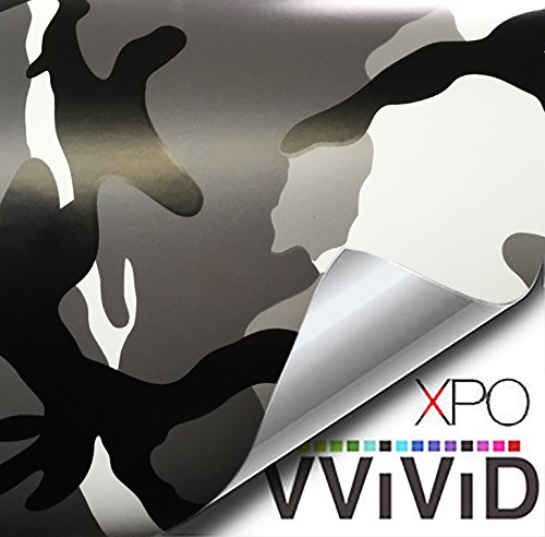 VViViD Vinyl Camouflage Pattern Wrap Air-Release Adhesive Film Sheets (1ft x 5ft, Snow Camo)