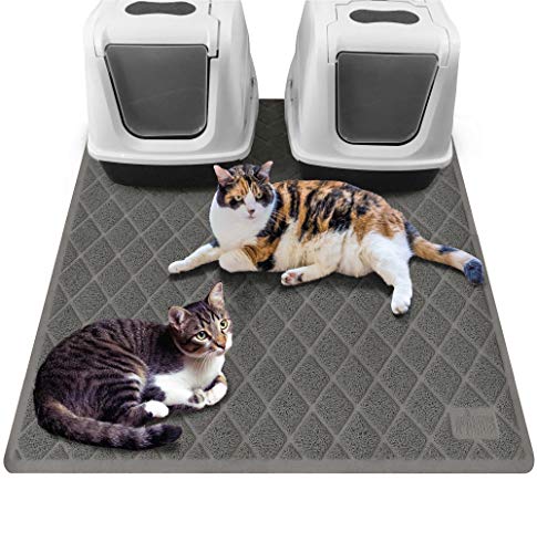 Gorilla Grip Original Premium Durable Multiple Cat Litter Mat, 47x35, XL Jumbo, No Phthalate, Water Resistant, Traps Litter from Box and Cats, Scatter Control, Mats Soft on Kitty Paws, Gray