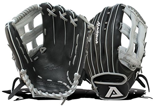 Akadema Prosoft Elite Series Baseball Outfielders Gloves, Black/Silver, Left Hand