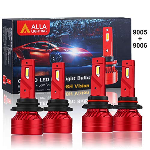Alla Lighting Combo HB3 9005 High Beam HB4 9006 Low Beam LED Headlights Conversion Kits Bulbs FL-BH Xtreme Xtreme Super Bright 6000K Xenon White