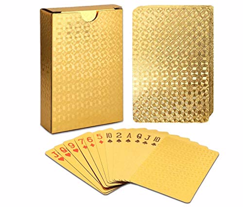 EAY Luxury Waterproof Playing Cards Deck of Cards 24K Gold Diamond Foil Poker Cards Gold Playing Cards Plastic Playing Cards