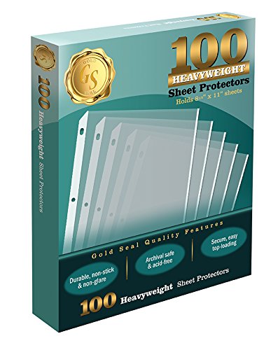 100 Clear Heavyweight Poly Sheet Protectors by Gold Seal, 8.5' x 11'