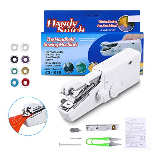 Handheld Sewing Machine, LIUMY Portable Sewing Machine, 15PCS Mini Sewing Machine, Small Sewing Machine for Quick Repairing(White)