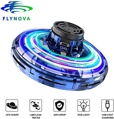 FRSWAY Flynova Flying Spinner Toy,Flying Gyro Mini UFO with 360° Rotating and Shinning LED Lights,Gyroscopes Interactive Toys Induction Drone (Blue)