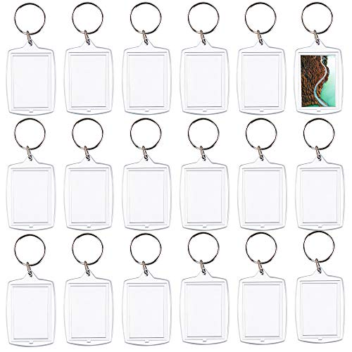 30 PCS Photo Insert Keychains, Acrylic Clear Blank Keyrings Picture Frame Keyring with Split Ring for Personalised Custom and Passport Photo Size, 4 cm by 5.5 cm