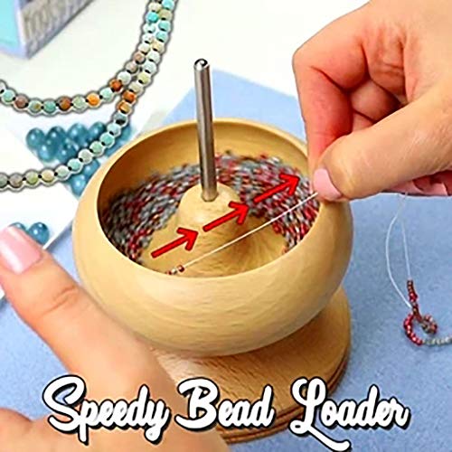 GraPefruiT Speedy Bead Loader Wooden Bead Spinner Holder Seed Bead Stringing Machine DIY Jewelry Making Tools for Crafting Bracelet Necklace Project 6.7 x 3.7 Inch