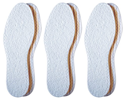 Pedag Washable Summer Pure Cotton Terry Barefoot Insole, White, US L7/EU 37, (Pack of 3)