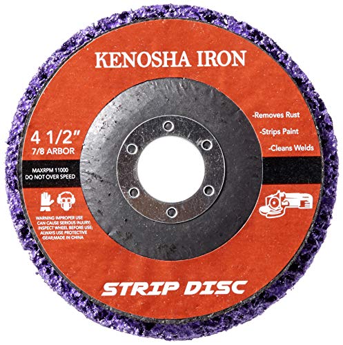 5 Pack- 4 1/2'(115mm) x 7/8' KENOSHA IRON Extended Life Easy Strip and Clean Disc for Angle Grinders