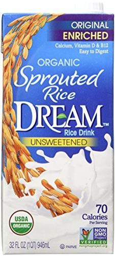 SPROUTED RICE DREAM Enriched Original Unsweetened Organic Rice Drink, 32 fl. oz. (Pack of 6)