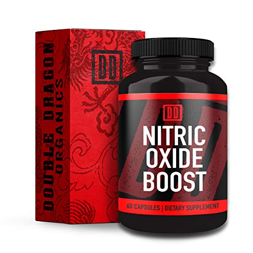 Nitric Oxide Booster Supplement - 1600mg Extra Strength L-Arginine, Citrulline Malate, and Alpha-Ketoglutarate for Muscle Growth, Vascularity & Energy - Double Dragon Organics (60 Caps)