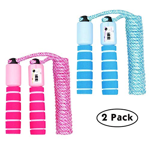 IAMGlobal Kids Jump Ropes, Jumping Rope, Adjustable Soft Skipping Rope, Kids Fitness Equipment with Foam Handles for Kids, Children, Students (2 Pack)