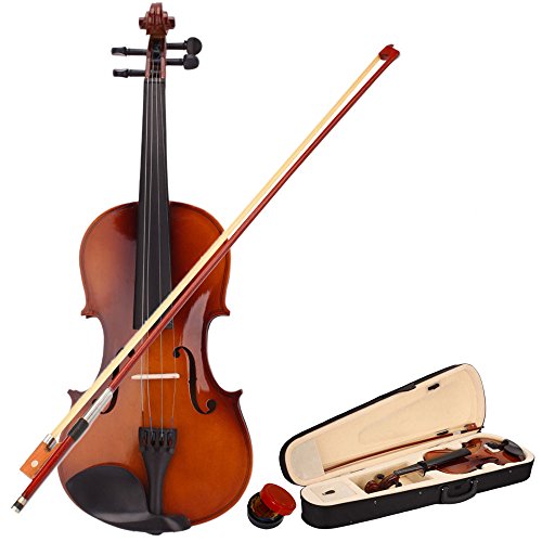New Hot 4/4 Size Acoustic Violin - Acoustic Violin Set, Natural Acoustic Wood Violin Fiddle with Case +Bow +Rosin for Beginners and Kids for Christmas Gift (4/4, Natural Color)