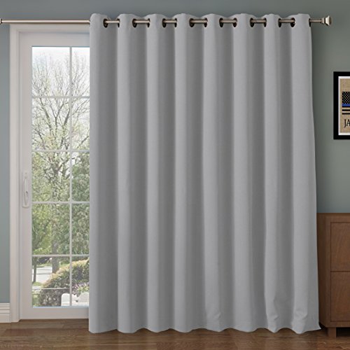 RHF Function Curtain-Wide Thermal Blackout Patio Door Curtain Panel, Sliding Door Insulated Curtains,Extra Wide curtains,Vertical Blinds,Grommet Curtains&Grey Curtains/Grey 100W by 84L Inches-Grey