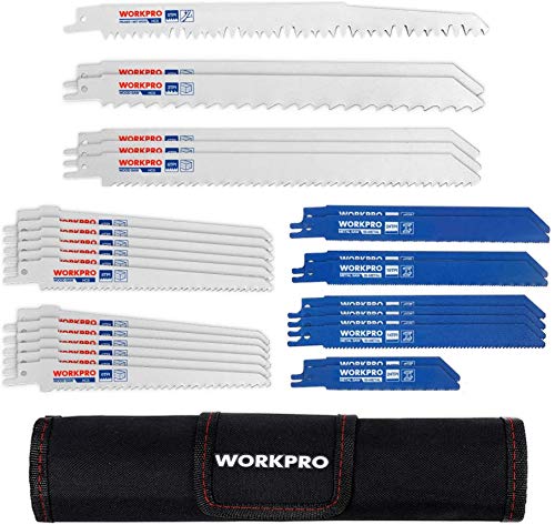 WORKPRO 32-piece Reciprocating Saw Blade Set - Metal/Woodcutting Saw Blades, Pruner Saw Blades with Organizer Pouch