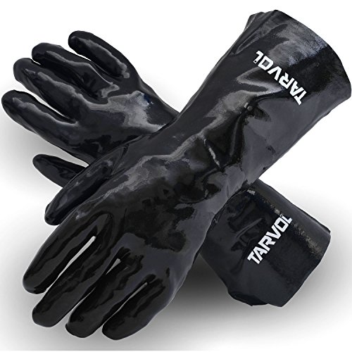 Chemical Resistant PVC Gloves (HEAVY DUTY INDUSTRIAL GRADE) Long Cuff Provides Wrist & Forearm Protection - Perfect for Cleaning and Protection from Acid, Grease, Oil, Lab, Solvents, More!