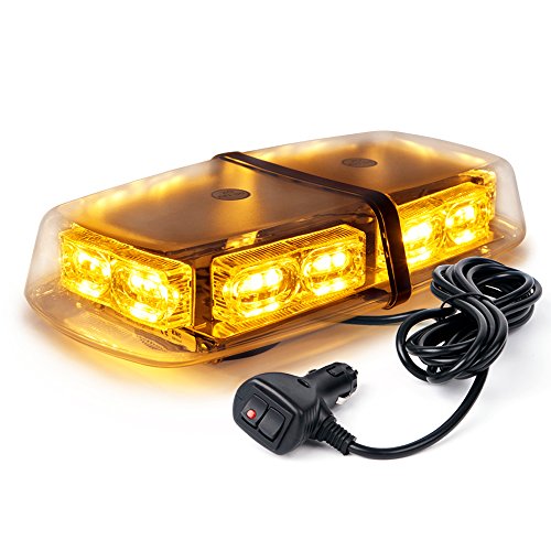 Xprite Amber Yellow 36 LED Rooftop Emergency Strobe Lights Mini Bar 16 Flashing Modes Warning Beacon Light w/Magnetic Base for Law Enforcement Hazard Vehicles Trucks Snow Plow Construction Cars