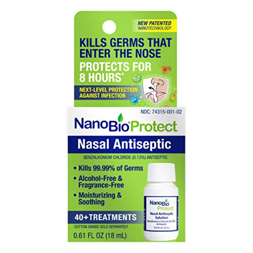 NanoBio Protect | Nasal antiseptic solution | Kills 99.99% of Germs, 8 hr protection | Safely reduces risk of infection|Alcohol-Free, Moisturizing, Fragrance-free|Apply with cotton swab|40+ Treatments