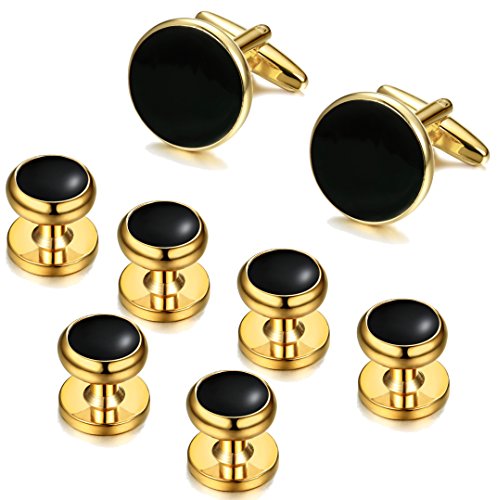 ORAZIO Mens Classic Cufflinks and Studs Set for Tuxedo Formal Kit Business or Wedding Shirts