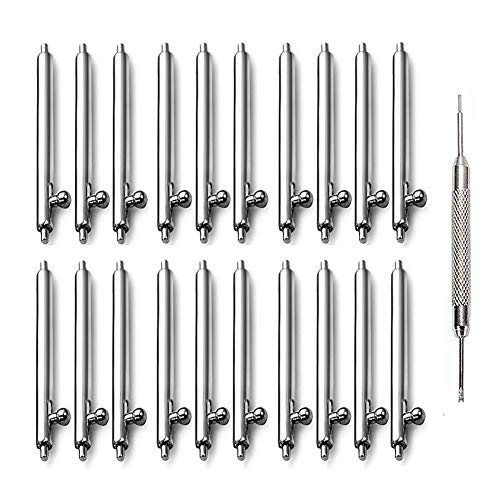 AOKELILY Quick Release Spring Bars Pins-20PCS 12mm 14mm 16mm 18mm 20mm 22mm 24mm Stainless Steel Watch Strap Belts Pins Diameter 1.8mm +Watch Repair Spring Bar Tool (22mm)