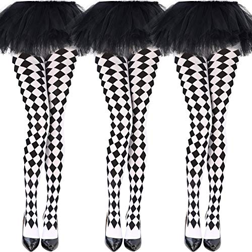 3 Pairs Halloween Striped Tights Full Length Tights Stockings for Women Girls (Style 7)