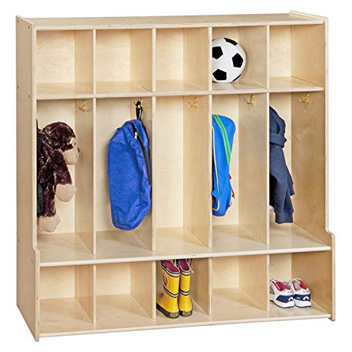 Contender 5-Section Coat Locker With Bench & Cubby Storage For Kids, Backpack Organizer With Cubbies Storage For Daycare, Preschool, Kindergarten, Montessori & Home