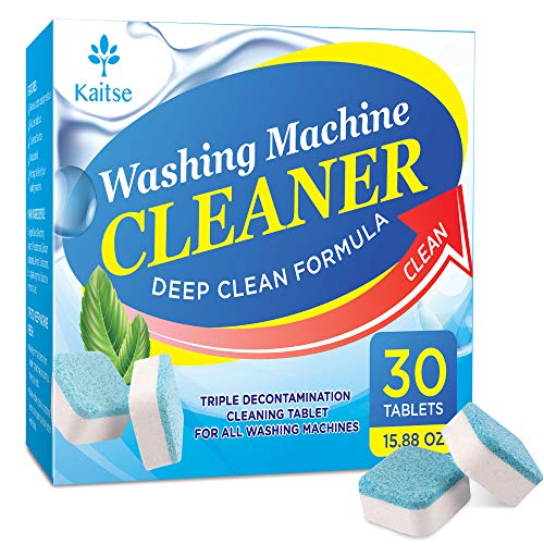 Kaitse Washing Machine Cleaner Effervescent Tablets, Solid Washer Deep Cleaning Tablet, Triple Decontamination Remover with Natural Biological Formula, for Front Load and Top Load Washers 30 Count