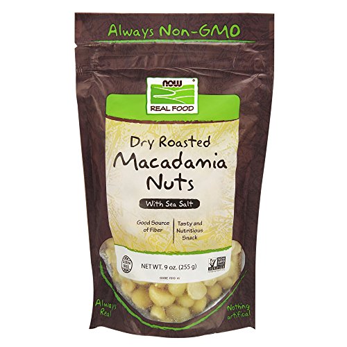 NOW Foods, Macadamia Nuts, Dry Roasted with Sea Salt, Source of Fiber, Gluten-Free and Certified Non-GMO, 9-Ounce (Packaging may vary)