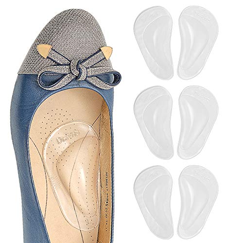 Dr. Foot's Arch Support Shoe Insoles for Flat Feet, Gel Arch Inserts for Plantar Fasciitis, Adhesive Arch Pad for Relieve Pressure and Feet Pain- 3 Pairs (Clear)