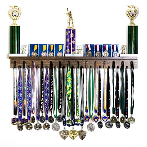 Premier 3ft Award Medal Display Rack and Trophy Shelf… (Stained Walnut)