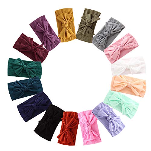 16PCS Baby Nylon Headbands Hairbands Hair Bow Elastics for Baby Girls Newborn Infant Toddlers Kids (Pb-16)