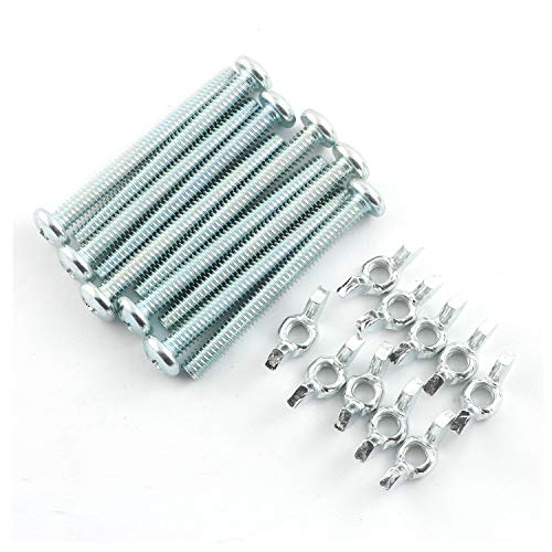 RuiLing 10 Sets Screw Bolts with Wing Nut Kit Zinc Plated Carbon Steel Mounting Hardware Fitting Fastenings- 10pcs 1/4'-20 Hand Tighten Wing Nuts + 10pcs 1/4'-20 x 2-1/2' Phillips Head Screw Bolt