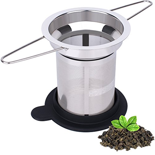 House Again Extra Fine Mesh Tea Infuser - Fits Standard Cups Mugs Teapots - Large Size Perfect Stainless Steel Filter for Brewing Steeping Loose Tea, Travel Ready (Extra Fine Mesh)