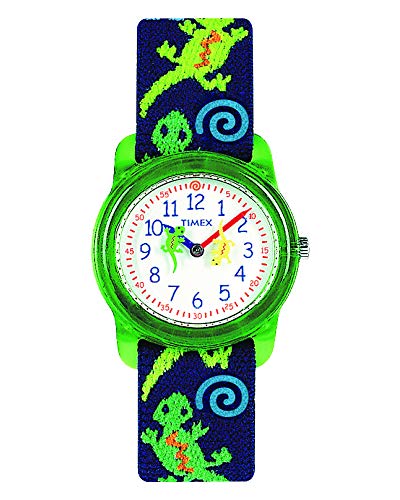 Timex Boys T72881 Time Machines Green Geckos Elastic Fabric Strap Watch