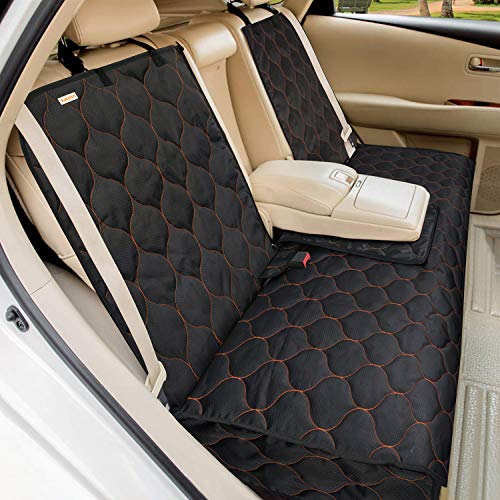 BABYLTRL Dog Car Seat Cover Waterproof Pet Bench Seat Cover Nonslip and Heavy Duty Pet Car Seat Cover for Dogs and Armrest Fits Cars, Trucks and SUVs (53' W x 48' L, Black)