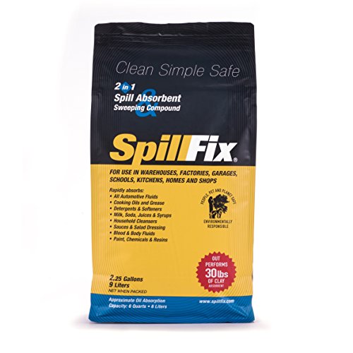 SPILLFIX - 2 in 1 Spill Absorbent & Sweeping Compound 9 Liter Bag - Safe, 100% Organic, Easy to Use Universal Absorbent for Hazardous and Non-Hazardous Spill Cleanups