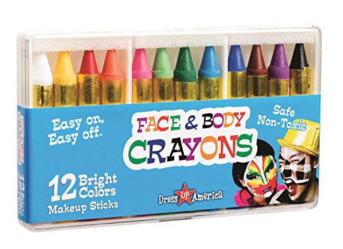 Dress-Up-America Face Paint Kit - Safe, Non-Toxic, Face and Body Paint Crayons Made in Taiwan - Halloween Makeup Face Painting Kit for Kids and Adults (12 piece set)