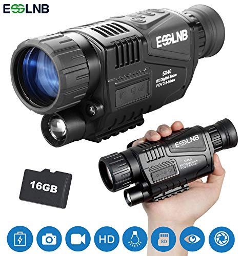 ESSLNB Night Vision Monocular 5X40 HD Night Vision Infrared Monocular with 1.5' TFT LCD Take Photos and Videos Playback Function 16G TF Card Digital Night Vision Scopes for Hunting Security Surveilla