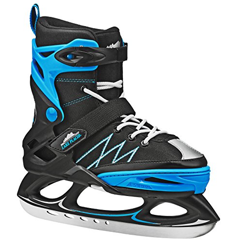 Lake Placid Monarch Boys Adjustable Ice Skate, Black/Blue, Medium/2-6