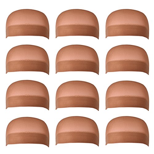 Dreamlover Brown Wig Caps for Women, Wig Stocking Cap for Lace Front Wig, 12 Pack