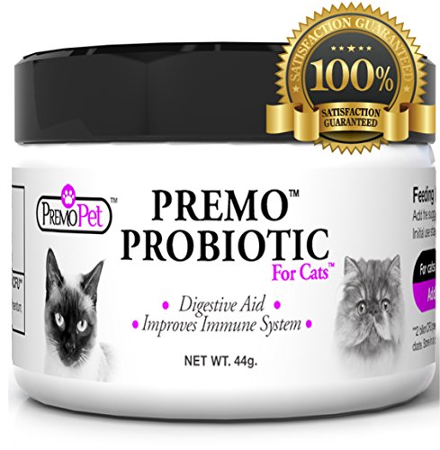 PROBIOTIC for Cats – Premo Pet – Digestive Aid Plus Prebiotic – Best for Diarrhea, Vomiting, Gas, Skin Conditions – Tasteless – Wheat & Dairy Free – GMP – Vet Approved – 44 Grams