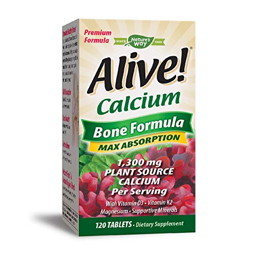 Nature's Way Alive! Calcium Bone Formula Supplement (1300 mg per serving), 120 Tablets